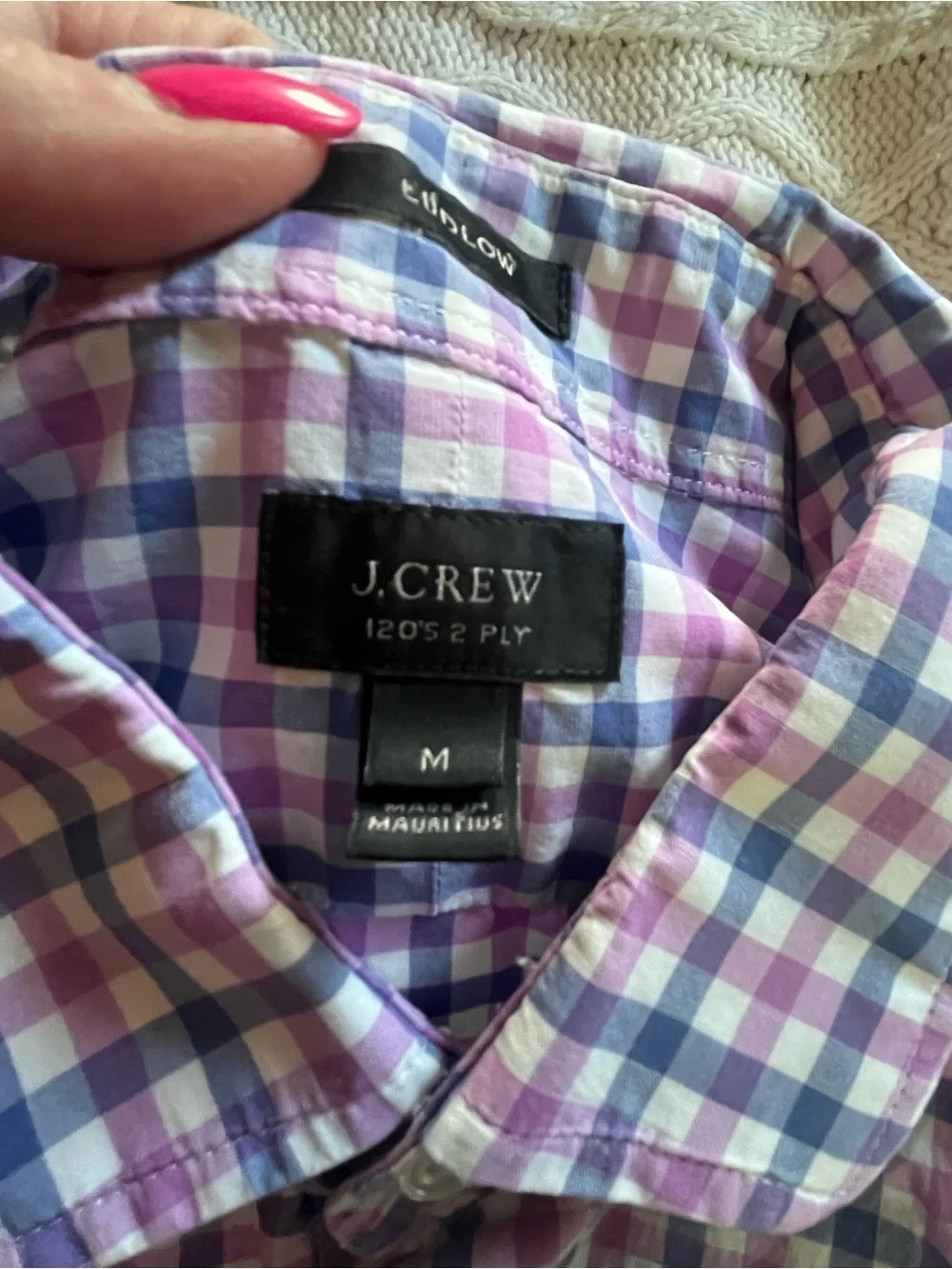 J. Crew Men's Check Button-Down Shirt - Purple & Blue Plaid Size Medium